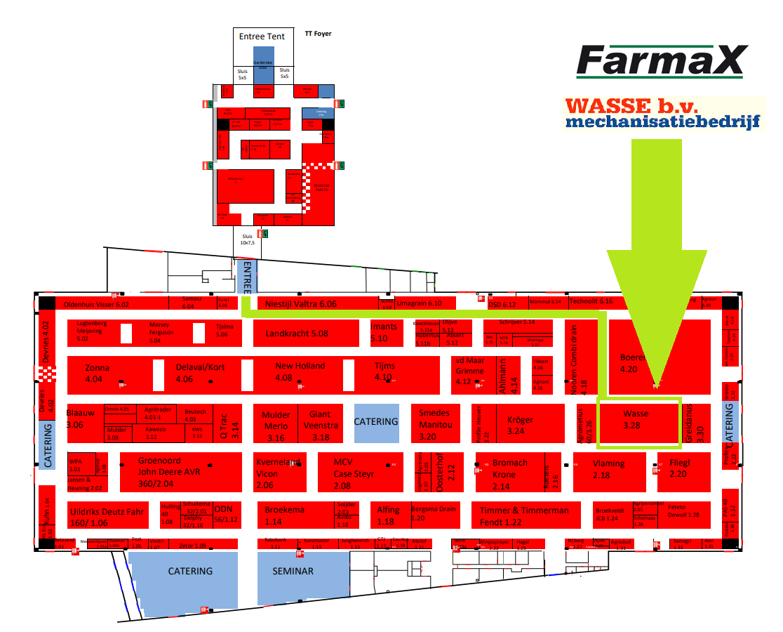 plattegrond agrotechniek wasse Farmax Spitmachines